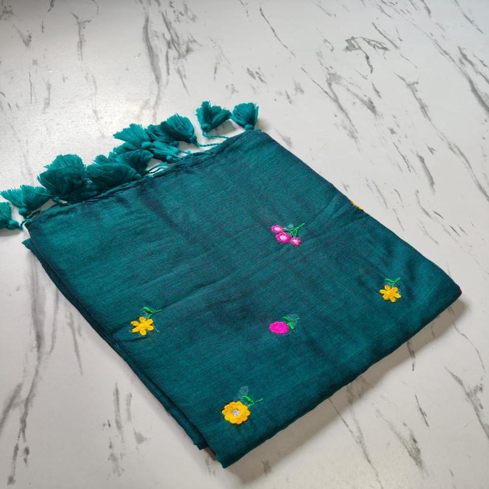 Mul Mul Cotton Saree - Color: Green