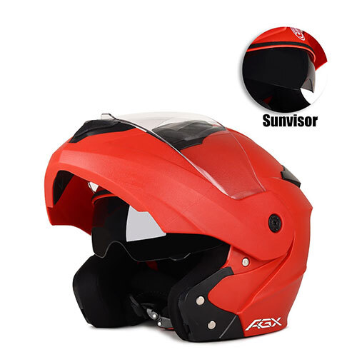 Adien Flip Sunvisor Vents Flip Up Red Helmet
