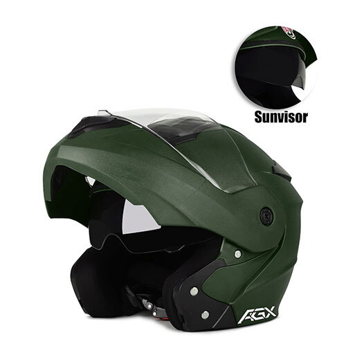 Adien Flip Sunvisor Vents Flip Up Black Helmet