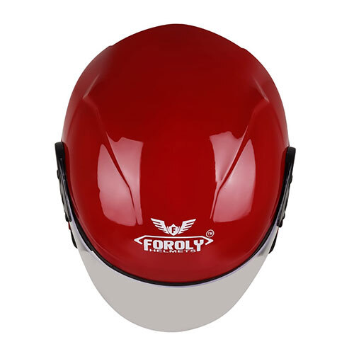Alpha Open Face Polycarbonate Visor Safety Helmet - Color: Red