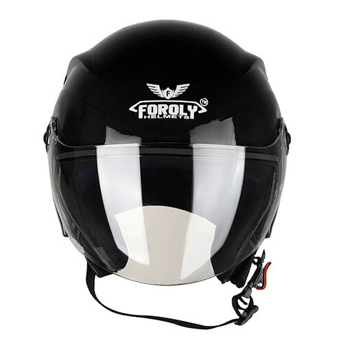 Aura Open Face Polycarbonate Visor Black Helmet
