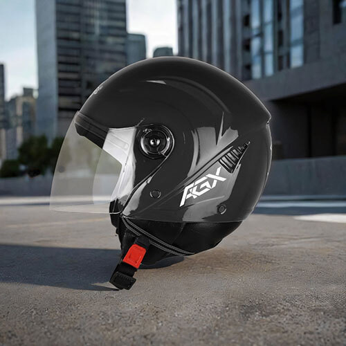 Aura Open Face Polycarbonate Visor Black Helmet - Temperature Range: As Per Industry Stand Celsius (Oc)
