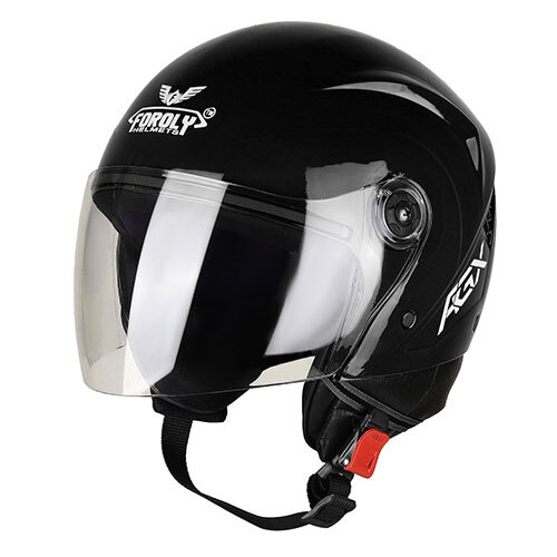 Aura Open Face Polycarbonate Visor Black Helmet