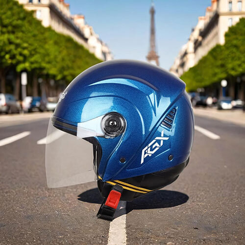 Aura Open Face Polycarbonate Visor Blue Helmet