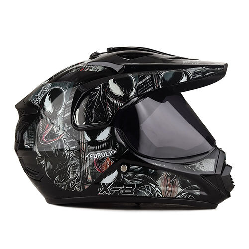 X8 Venom Smoke Visor Motocross Safety Helmet - Color: Black Many Option