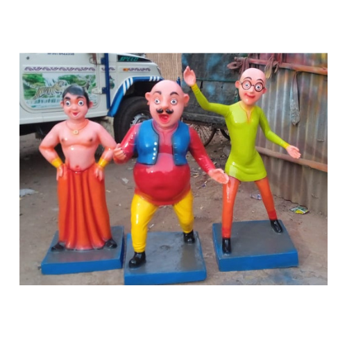Motu, Patlu & Chota Bheem Fiber Statue - Feature: Easy To Clean