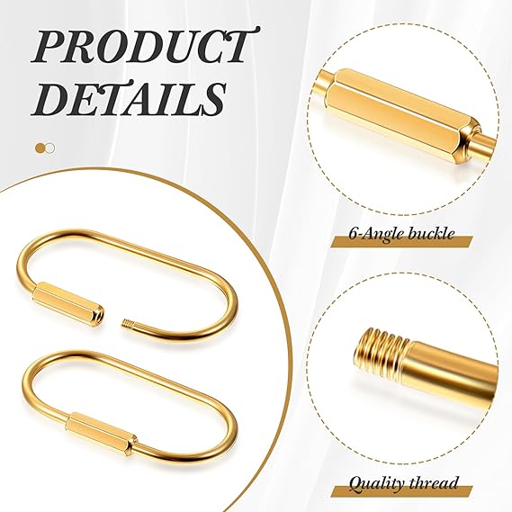 C D Gourd Oval Shape Brass Key Ring Gold Hex Screw Lock Clip Key Ring Chain Durable Simple Style Brass Car Keychain Holder