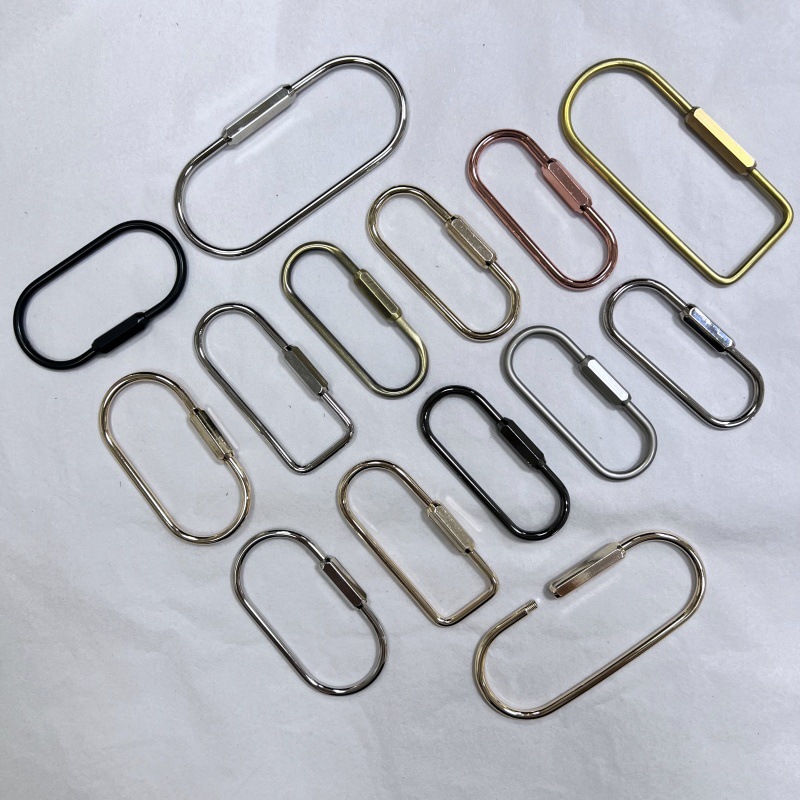 C D Gourd Oval Shape Brass Key Ring Gold Hex Screw Lock Clip Key Ring Chain Durable Simple Style Brass Car Keychain Holder