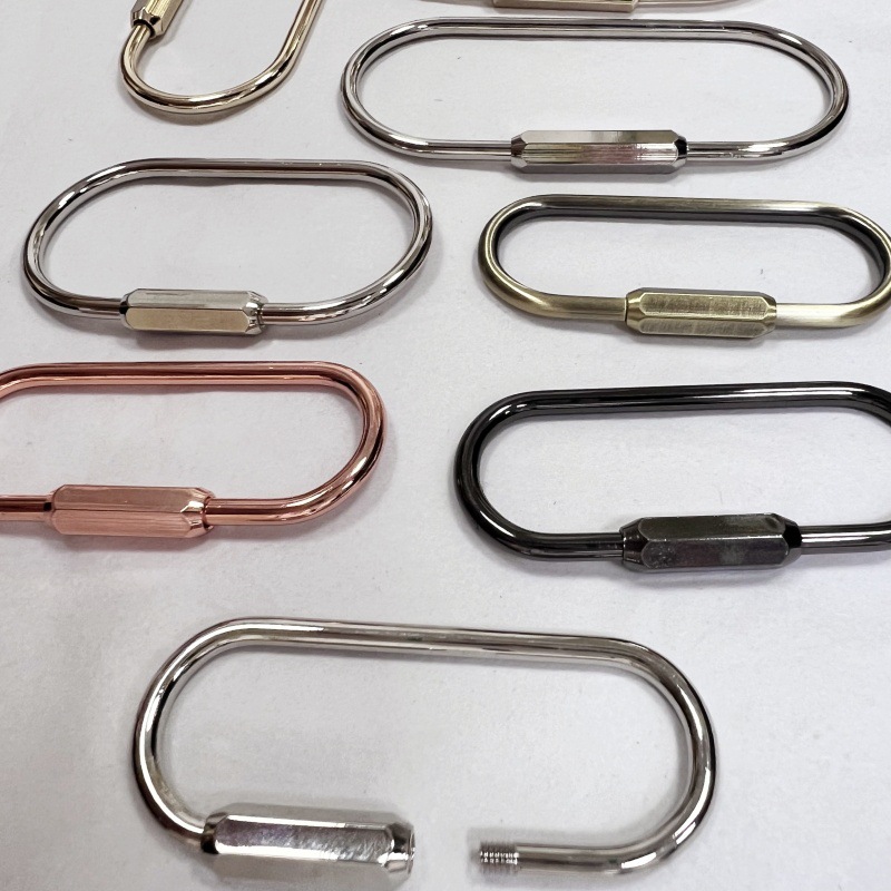 C D Gourd Oval Shape Brass Key Ring Gold Hex Screw Lock Clip Key Ring Chain Durable Simple Style Brass Car Keychain Holder