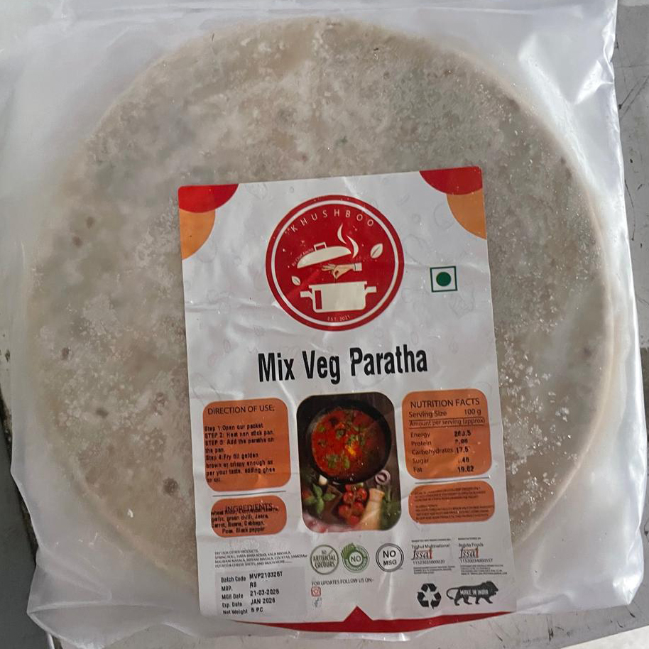 Frozen Mix Veg Paratha - Carbohydrate: 25 Grams (G)