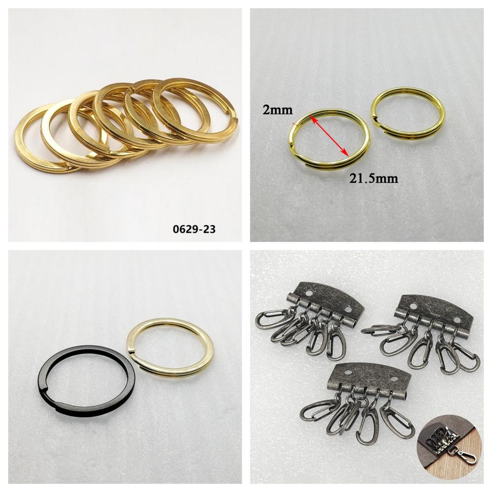 Round Flat Key Ring Metal Brass Key Ring Clip Clasp Holder For Keychain Home Keys Organization Diy Craft Gold Black Nickel Color - Color: All