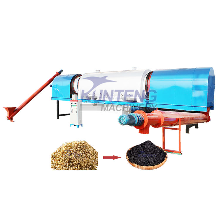 Automatic High Capacity Continuous Biochar Making Machine Coconut Shell Carbonization Furnace Wood Charcoal Making Machine - Product Shape: Cylinder