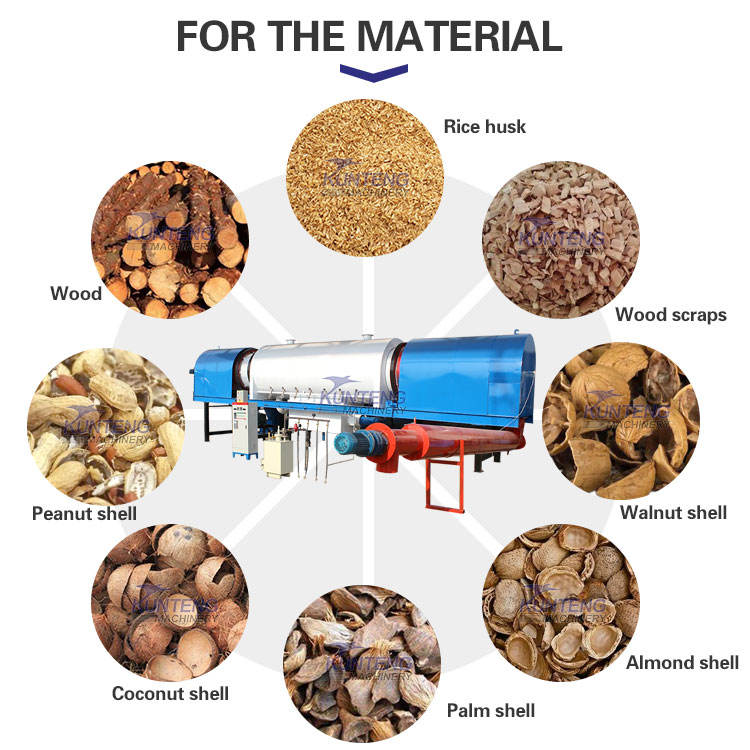 Automatic High Capacity Continuous Biochar Making Machine Coconut Shell Carbonization Furnace Wood Charcoal Making Machine - Product Shape: Cylinder