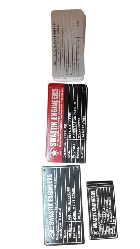 Alluminium Colour Tool Name Plates