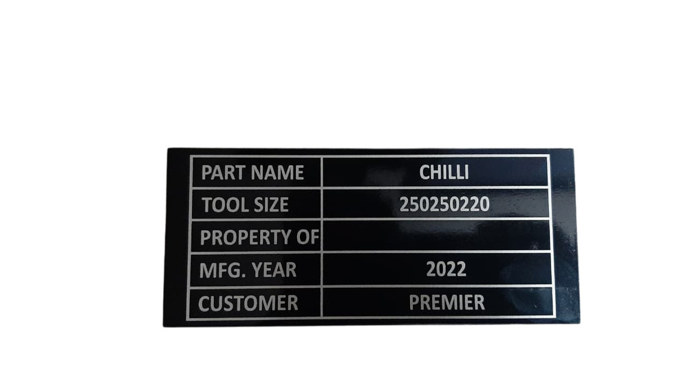 Alluminium Tool Name Plate