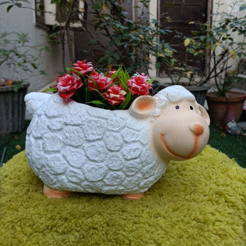 White sheep planter