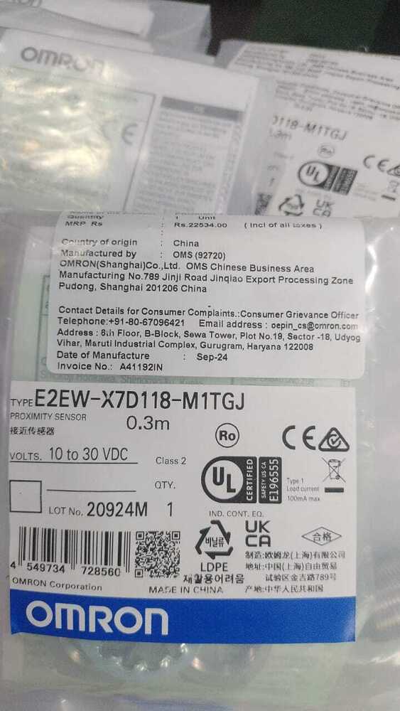 OMRON METAL FACE SENSOR 18MM DC 2W NO SD 7MM,E2EW-X7D118-M1TGJ