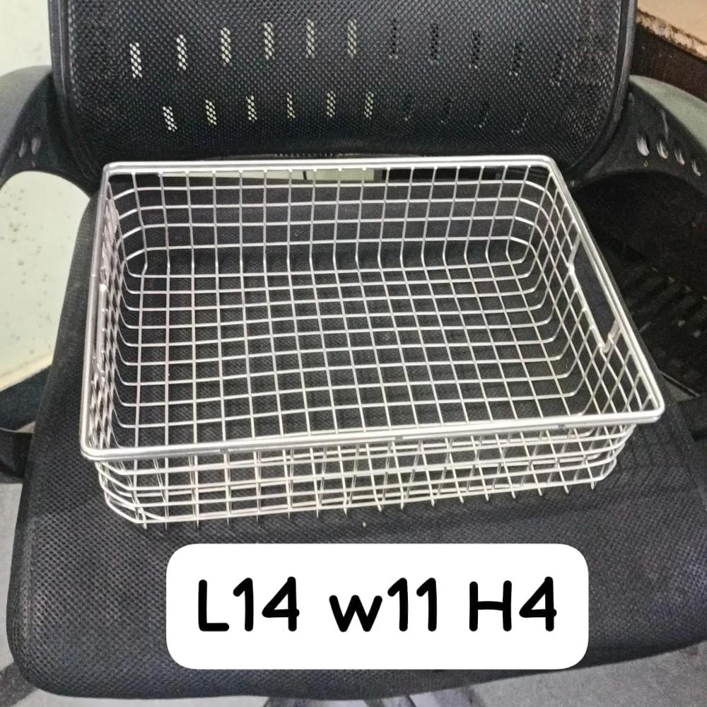 Stainless Steel Fried Chicken Breading Basket - Color: Silver