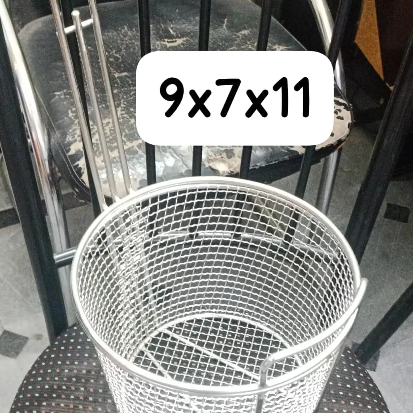 Stainless Steel Fried Chicken Breading Basket - Color: Silver