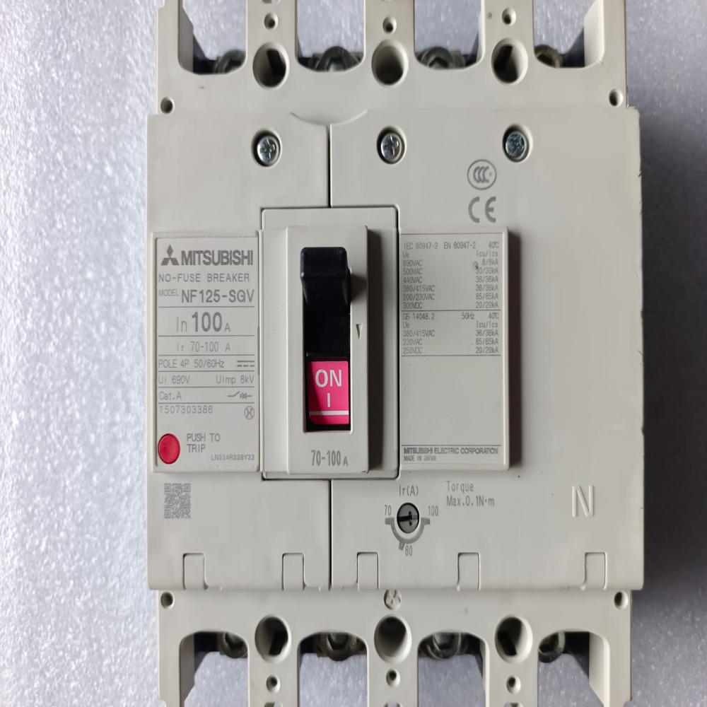 Used 100a 4pole Mccb Mitsubishi Circuit Breker Nf125-Sgv 100a 4p Mccb
