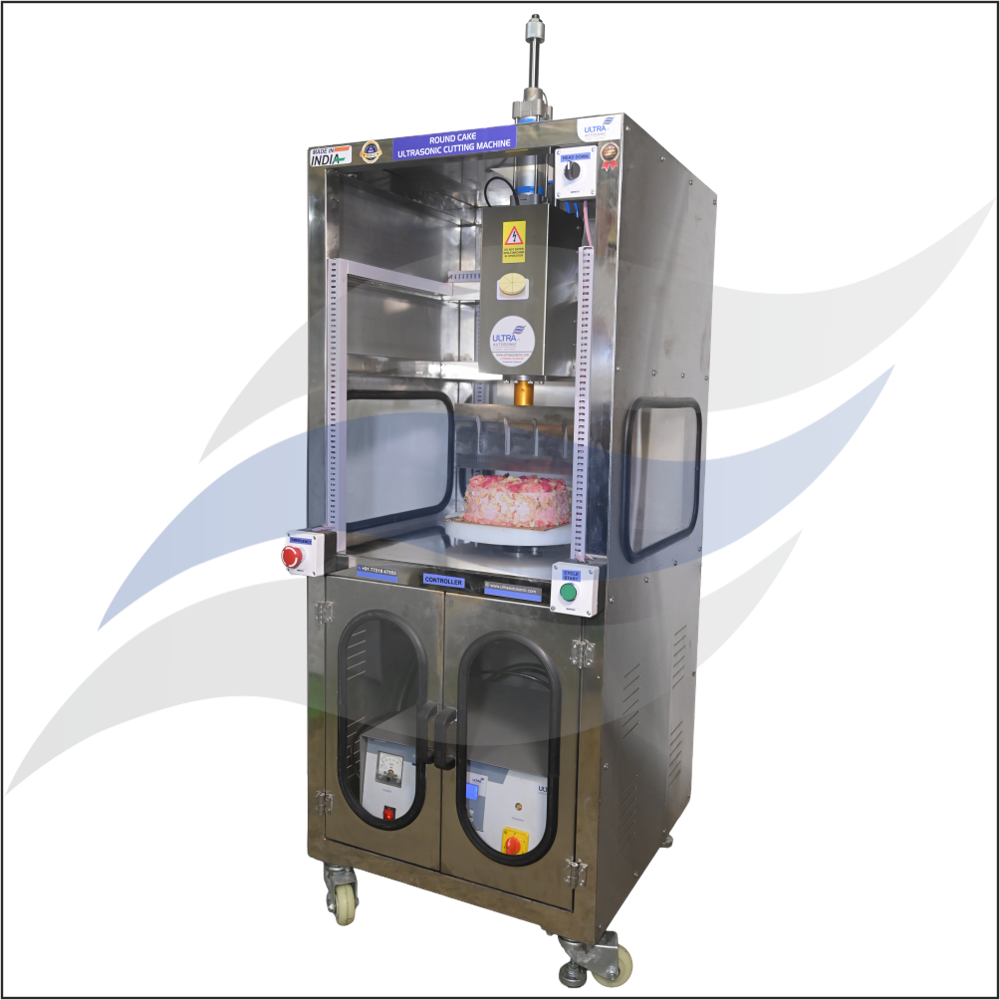 Round Cake Ultrasonic Semi-Automatic Cutting Machine - Color: Silver