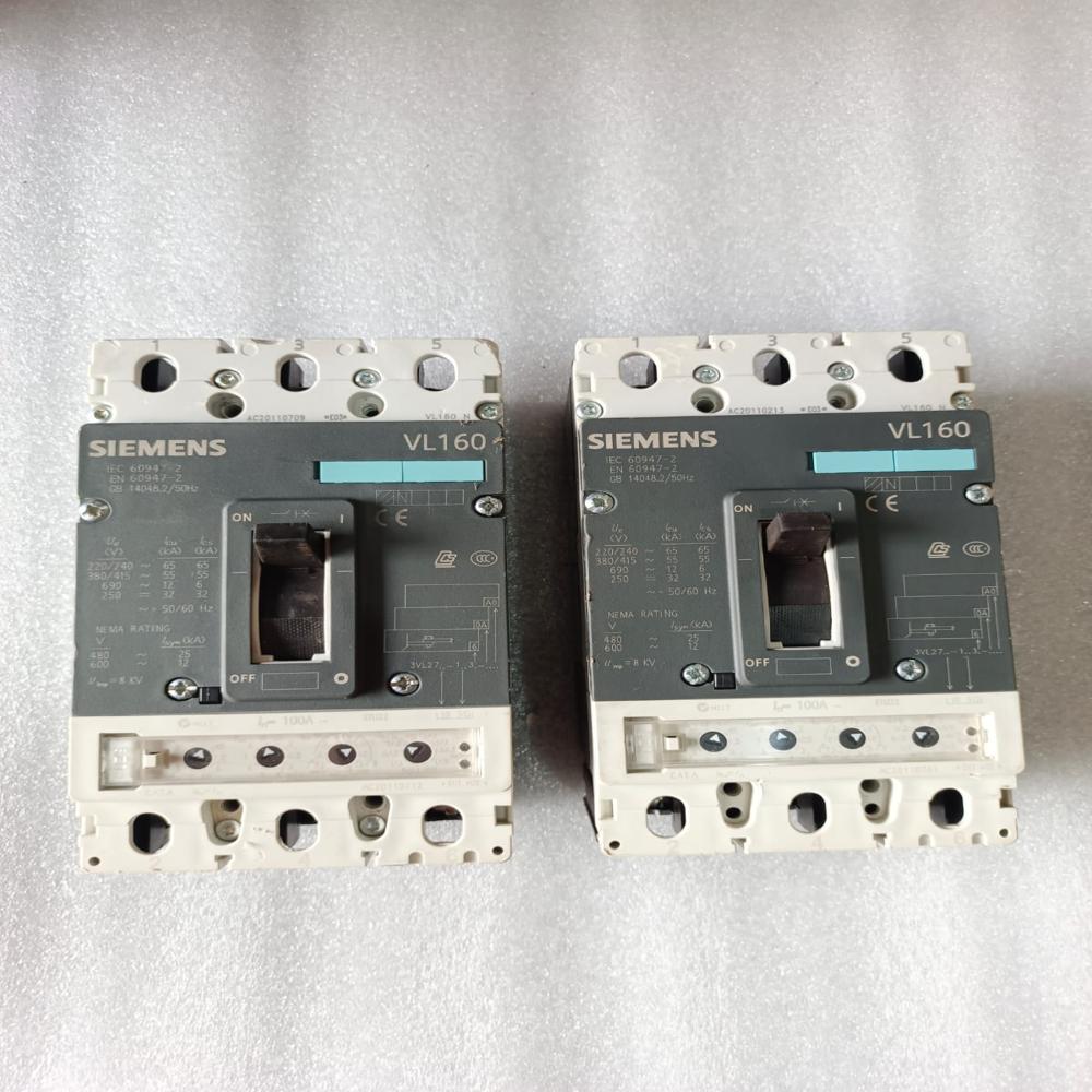 Used Siemens Vl160 100A Mccb Molded Case Circuit Breaker 100A - Phase: Three Phase