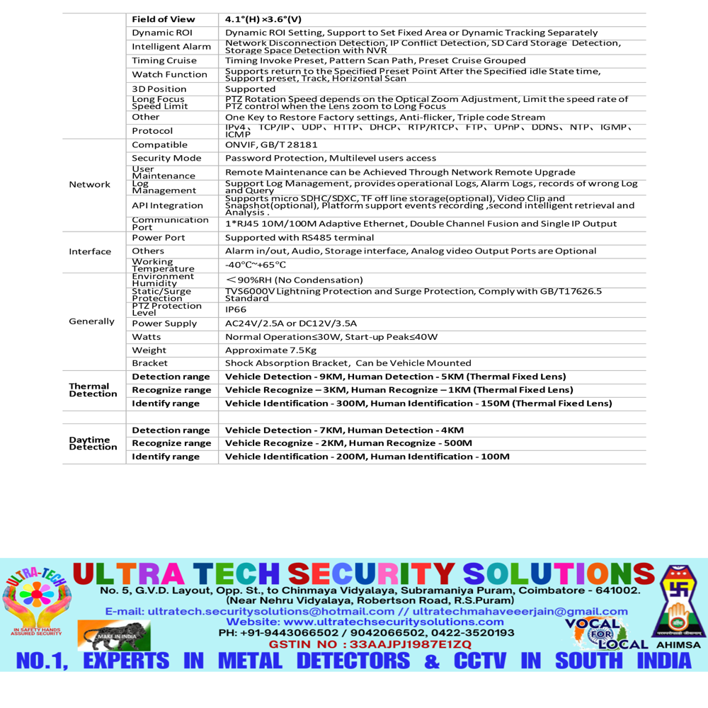 Long Range Military Grade Thermal Ptz Camera Day 7 Km & Night 9 Km - Iv-th-ptzmlz-65x-t75-xt-ip4 - Application: Outdoor