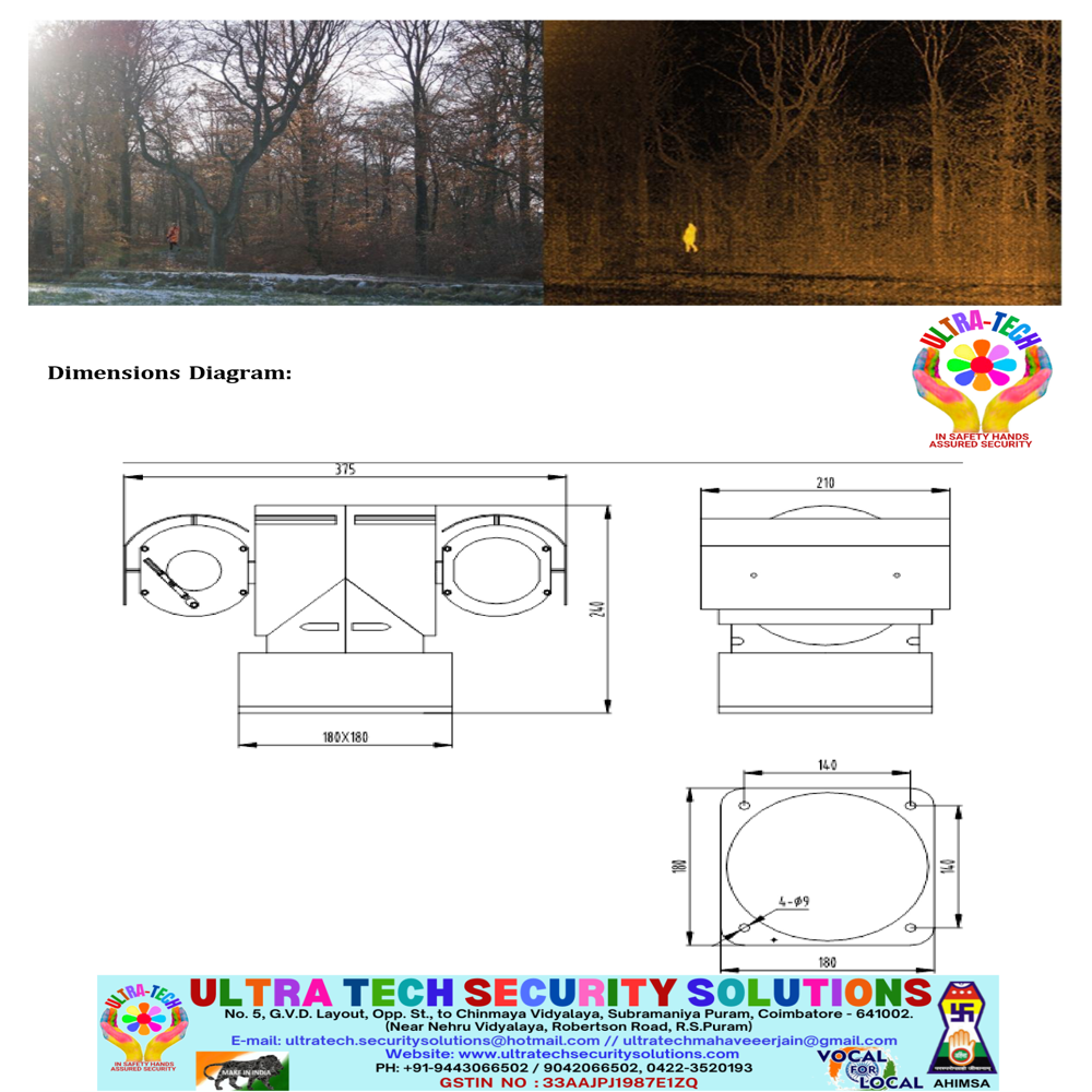 Long Range Military Grade Thermal Ptz Camera Day 7 Km & Night 9 Km - Iv-th-ptzmlz-65x-t75-xt-ip4 - Application: Outdoor