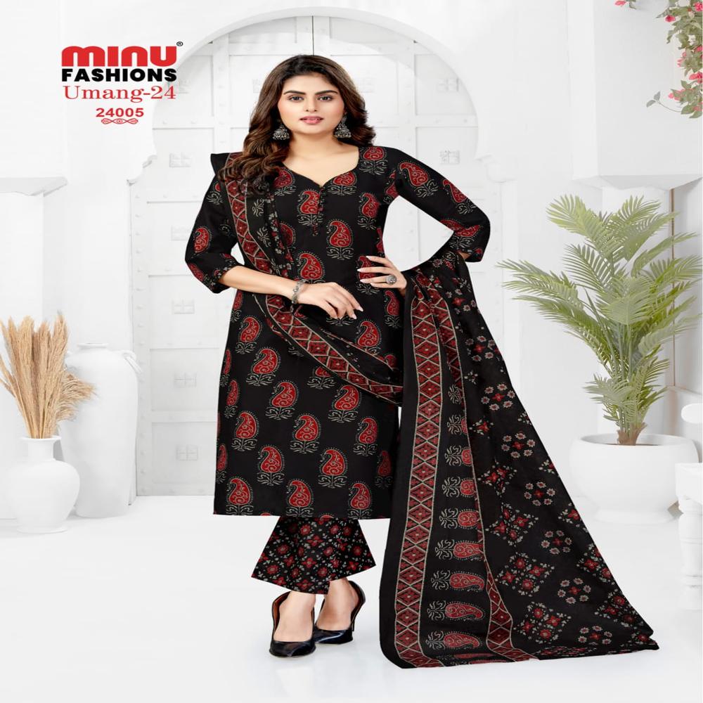 Umang Ladies Mustard Printed Cotton Suit