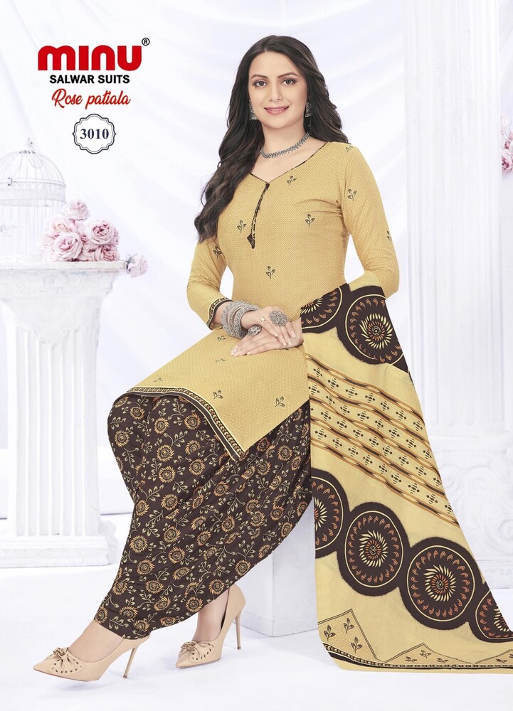 A Line Cotton Rose Patiala Salwar Suit