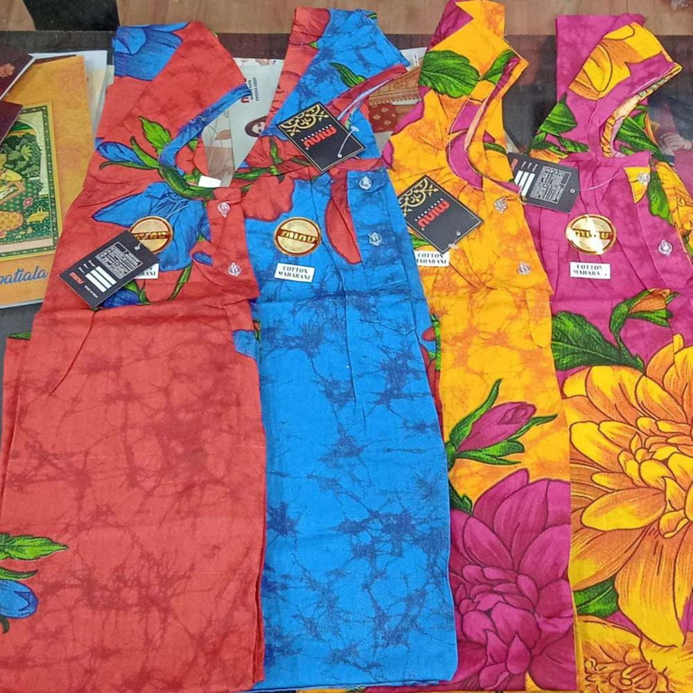 Printed Red Gujri Cotton Maharani Nighty