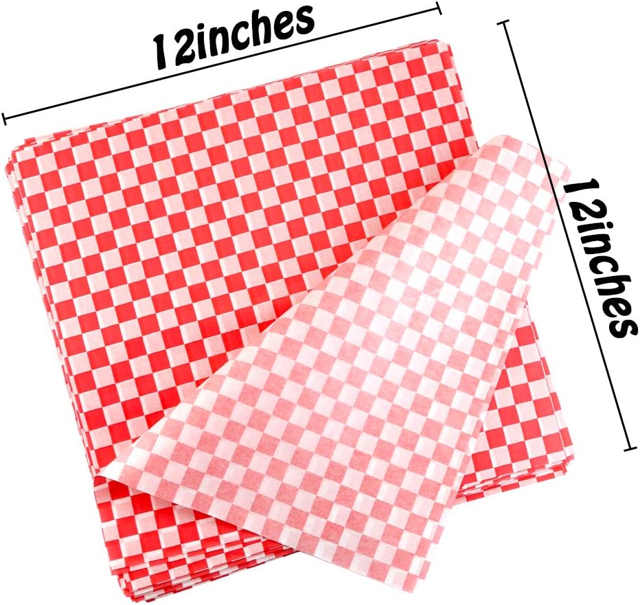 Butter Paper One Side Printed Red Checks 12 X 12 Inch