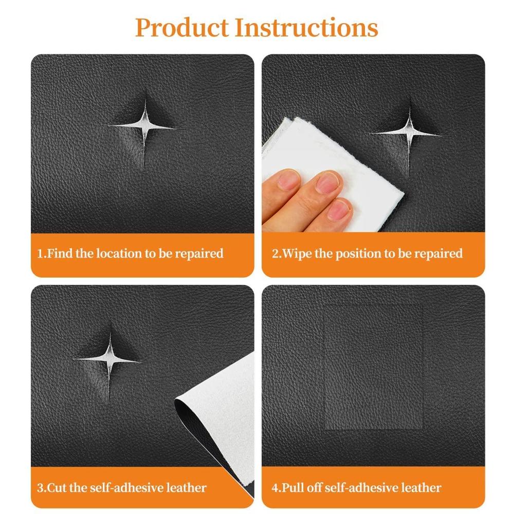 Black Adhesive Leather Patch