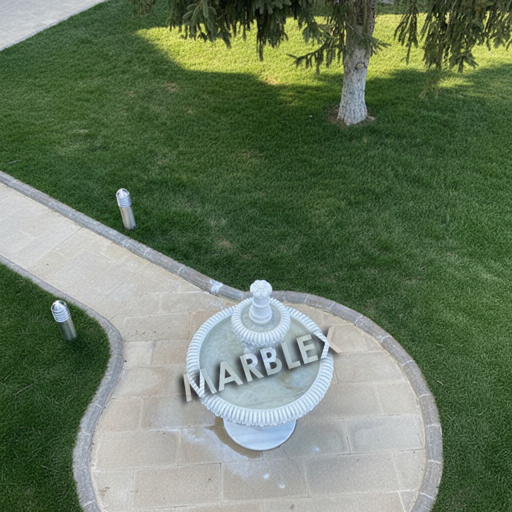 White Marble Fountain Home Decor