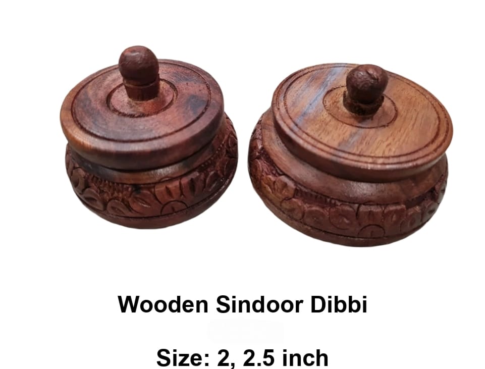 Wooden Sindoor Dibbi - Design Type: Modern