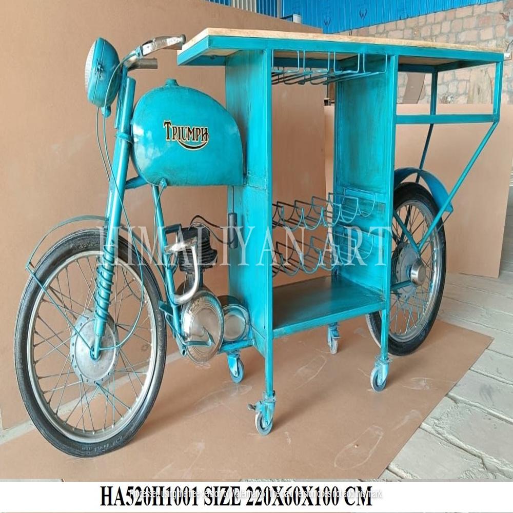 ANTIQUE Motorbike Wine Rack Bar Table
