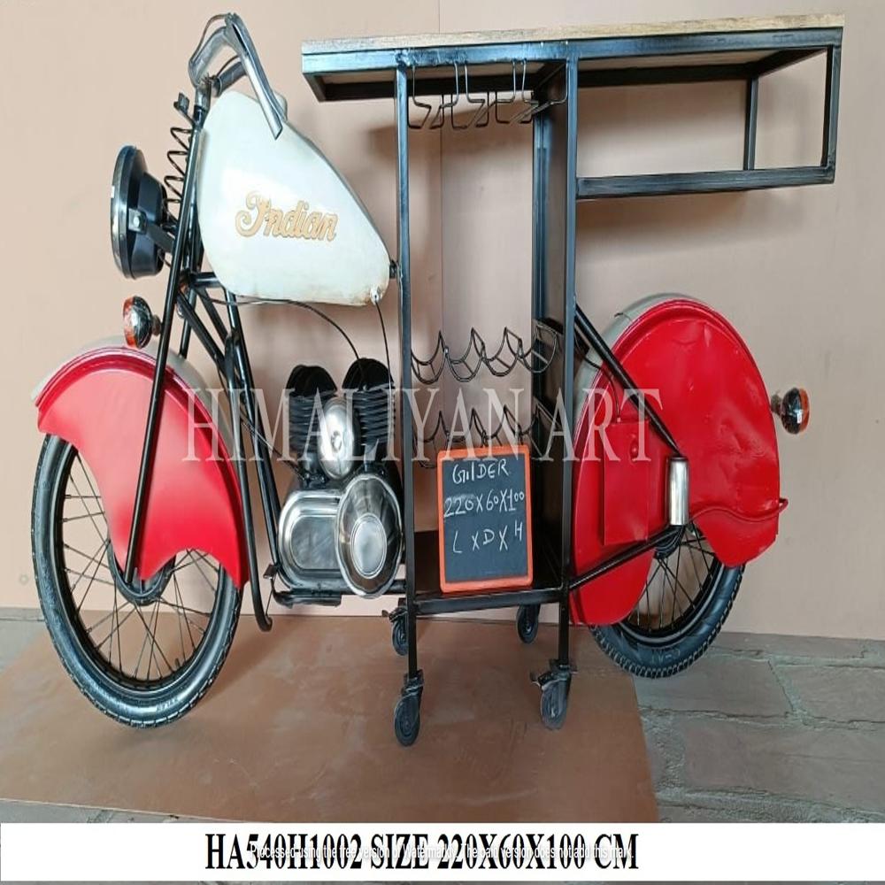 Antique Motorbike Wi-ne Rack Table. - Artwork: Crafted