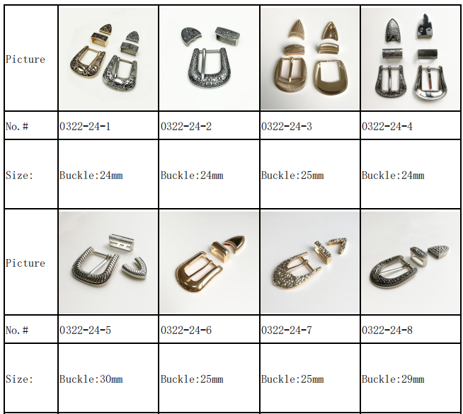 Wholesale Custom Zinc Alloy 3 Piece Buckles Set Western Buckle for Belt and Clothing Gold Nickel color