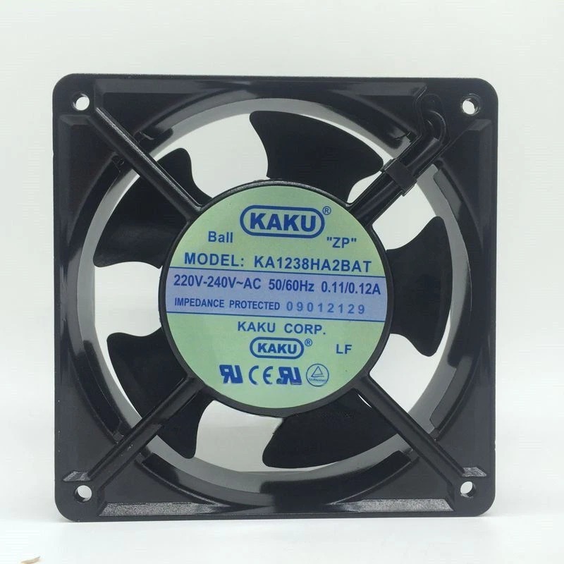 KAKU KA1238HA2BAT 220V AC 50/60HZ 0.11/0.12A 12038mm 12CM 2 Wire METAL Axial Cooling fan