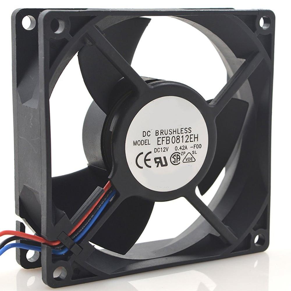 DELTA EFB0812EH 12V 0.42A 3 Wire 8025mm PLASTIC Industrial BALL Axial Cooling Fan