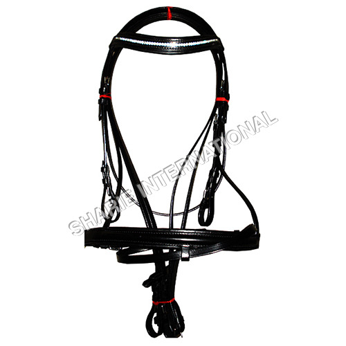 SI-330-O Englsh Bridle made with High Quality of Indian Leather with Leather Reins