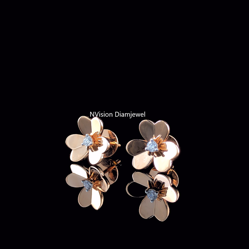 Petal Glow Diamond Blossom Earrings
