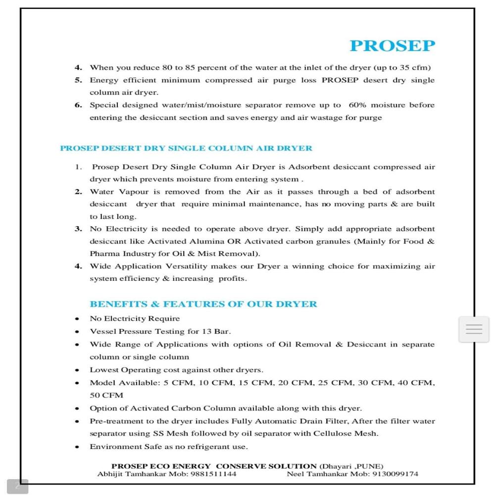 Prosep Single column Air Dryer