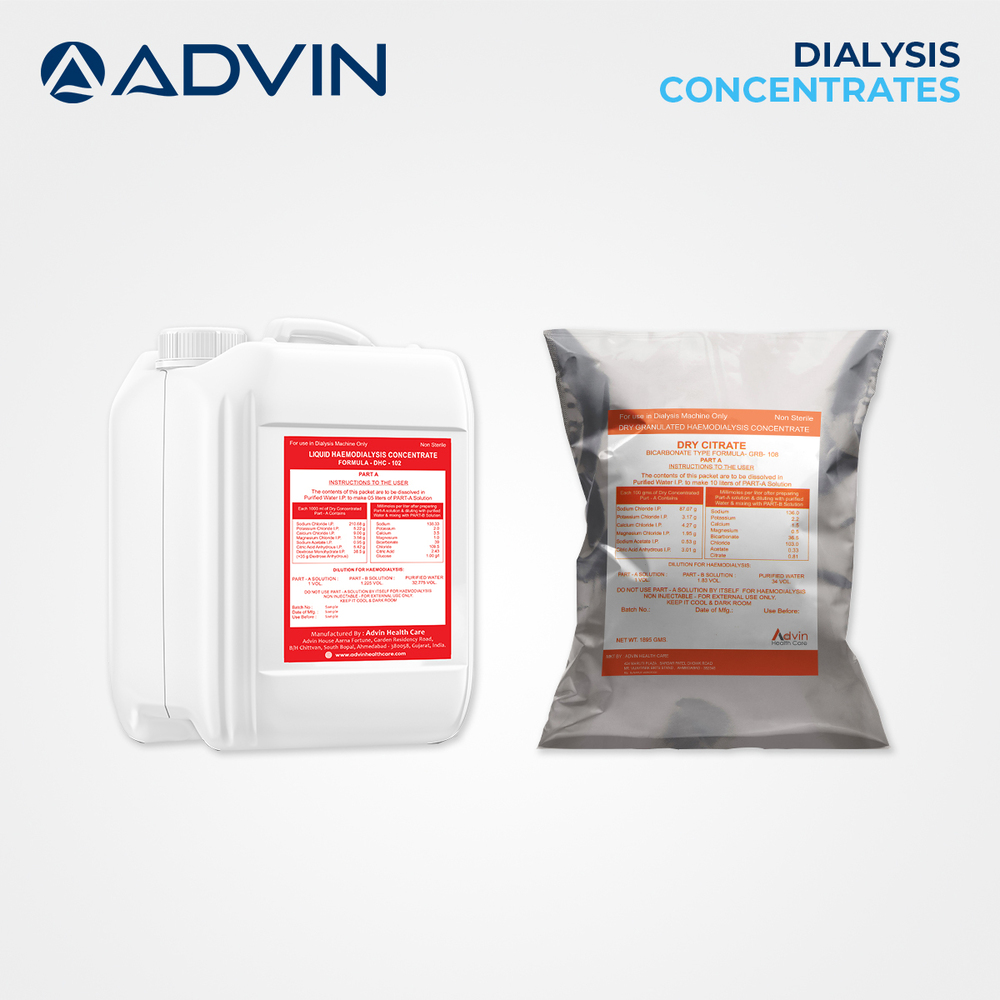 Dialysis Concentrates - Electrolyte Formulated Solutions , Non-pyrogenic, Non-sterile, Accurate In Volume, Compatible With Any Machine