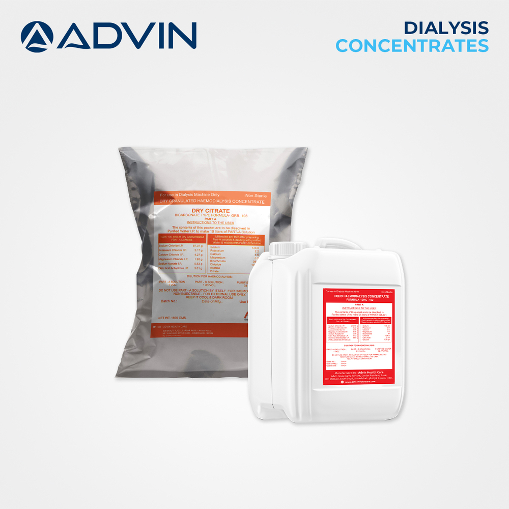 Dialysis Concentrates - Electrolyte Formulated Solutions , Non-pyrogenic, Non-sterile, Accurate In Volume, Compatible With Any Machine