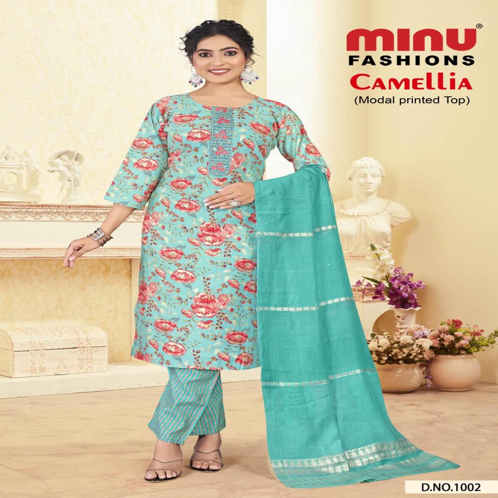 A-Line Cotton Camellia Salwar Suit