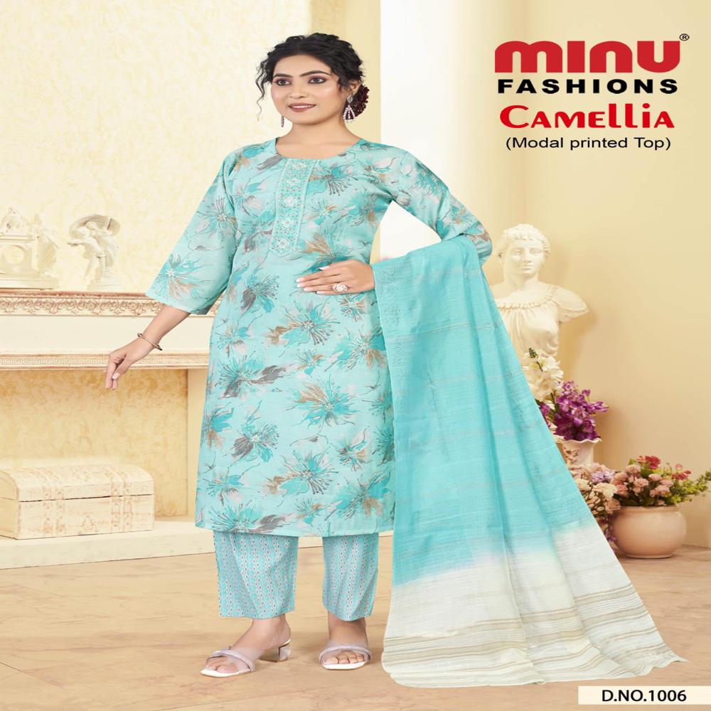 A-Line Cotton Camellia Salwar Suit
