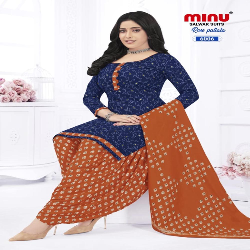 A Line Cotton Rose Patiala Salwar Suit