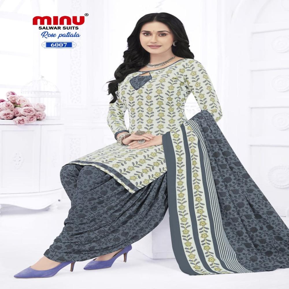 A Line Cotton Rose Patiala Salwar Suit