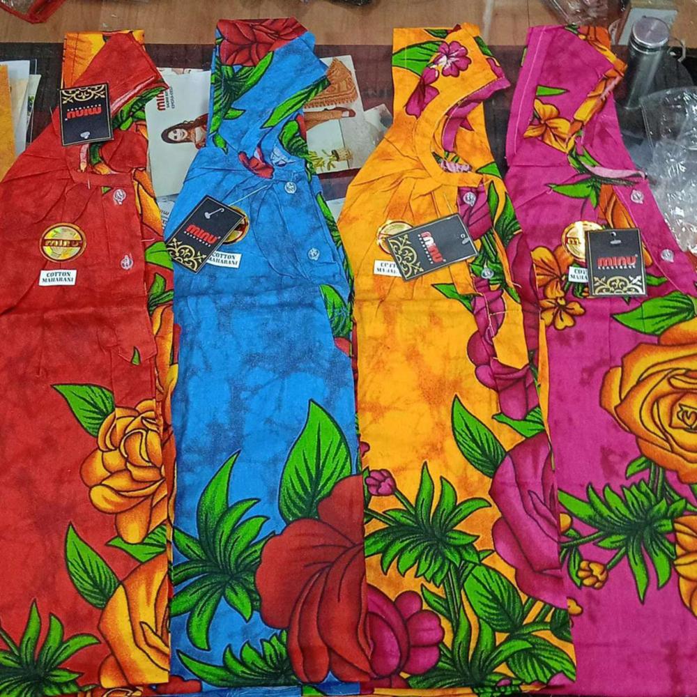 Printed Red Gujri Cotton Maharani Nighty